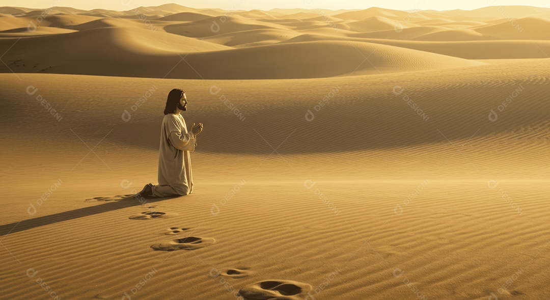 Jesus Cristo semelhança em um deserto orando