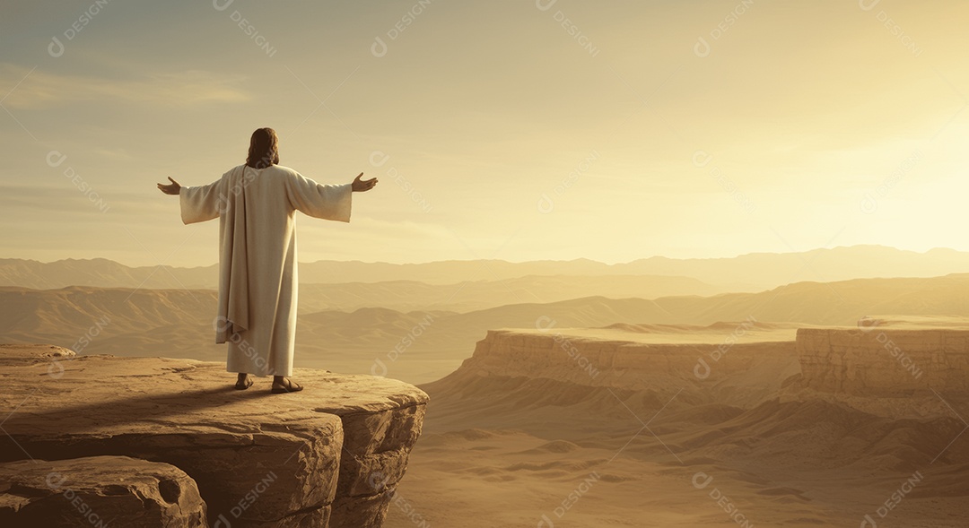 Jesus Cristo semelhança em um deserto orando