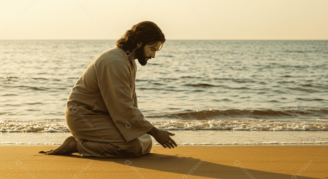 Semelhança de Jesus Cristo em uma praia