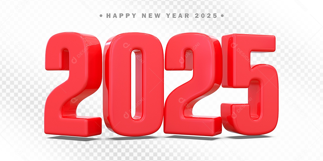 Elemento 3D Número 2025 Vermelho Para Composição PSD