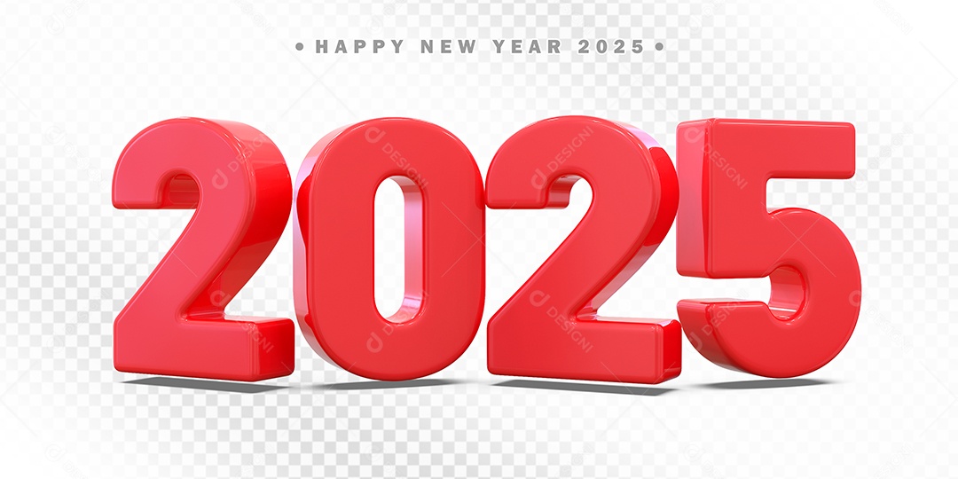 Elemento 3D Número 2025 Vermelho Para Composição PSD