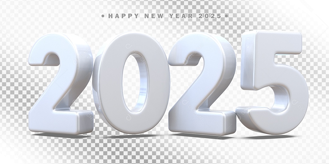 Elemento 3D Número 2025 Branco Composição PSD