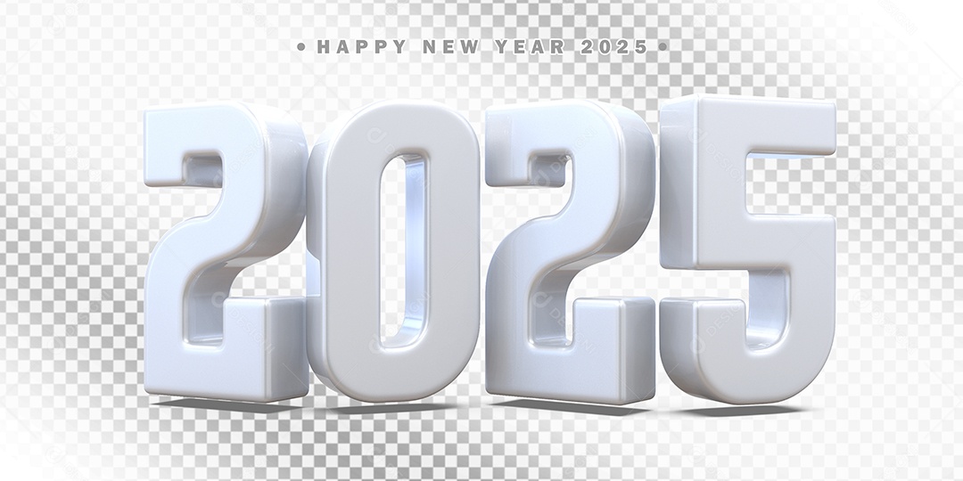 Elemento 3D Número 2025 Branco Composição PSD