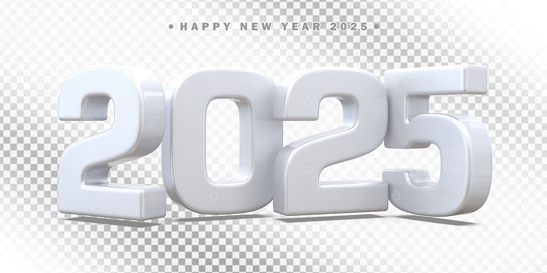 Elemento 3D Número 2025 Branco Composição PSD
