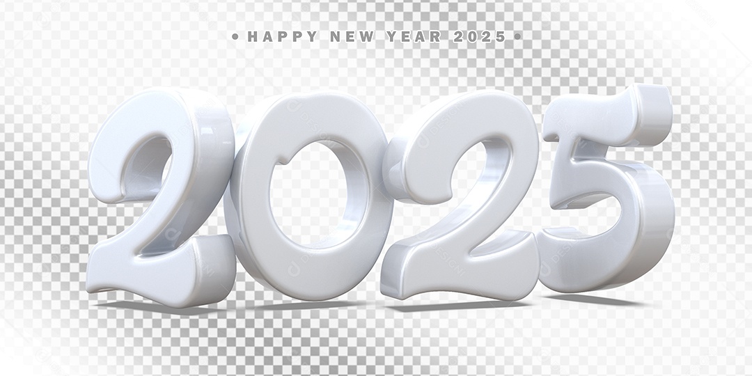 Elemento 3D Número 2025 Branco Composição PSD