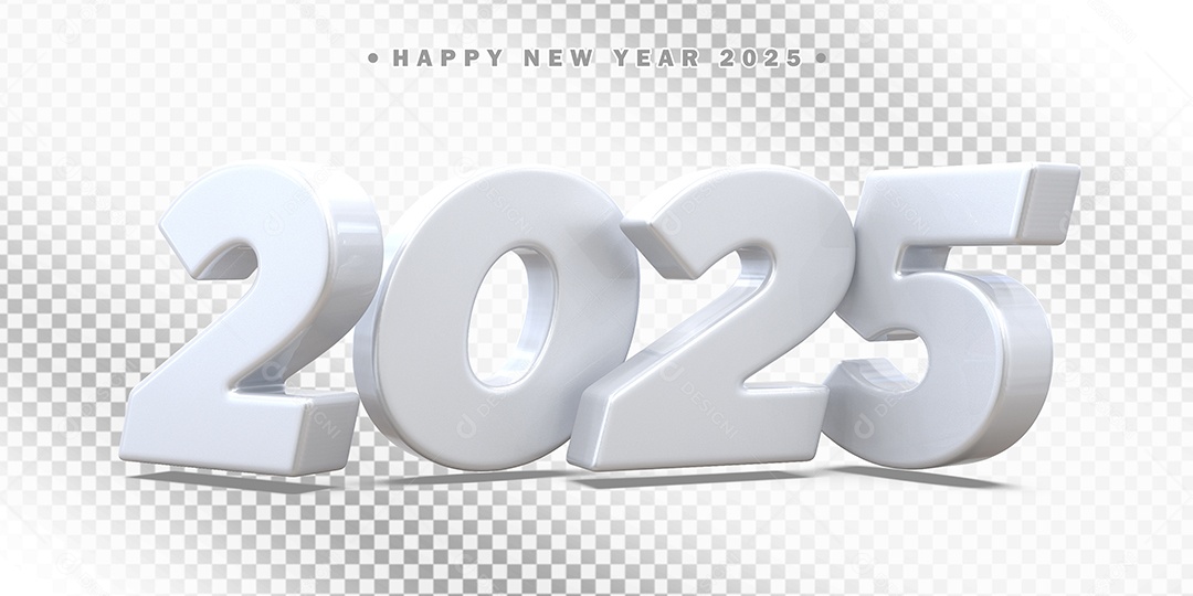 Elemento 3D Número 2025 Branco Composição PSD