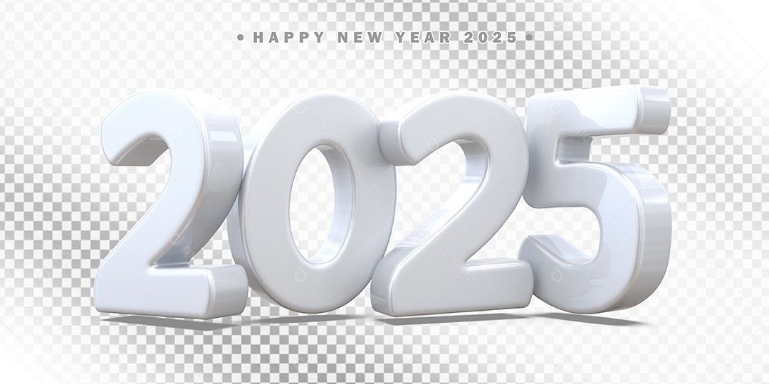 Elemento 3D Número 2025 Branco Composição PSD