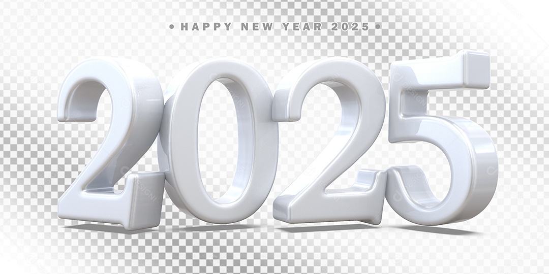 Elemento 3D Número 2025 Branco Composição PSD