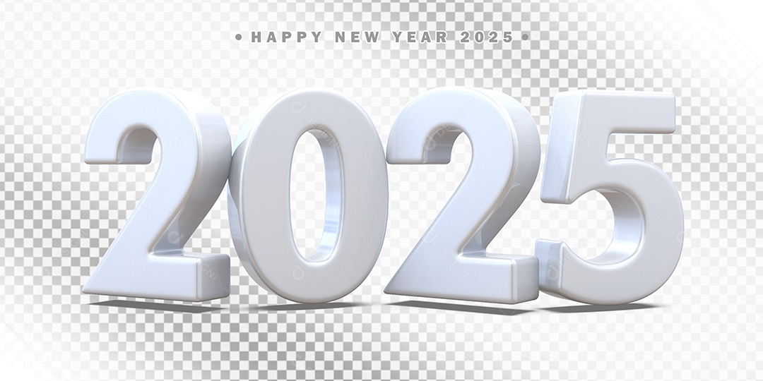 Elemento 3D Número 2025 Branco Composição PSD