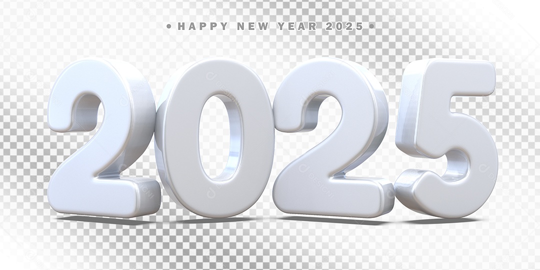 Elemento 3D Número 2025 Branco Composição PSD