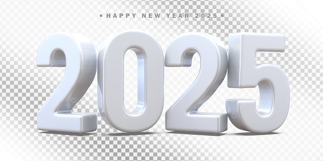 Elemento 3D Número 2025 Branco Composição PSD