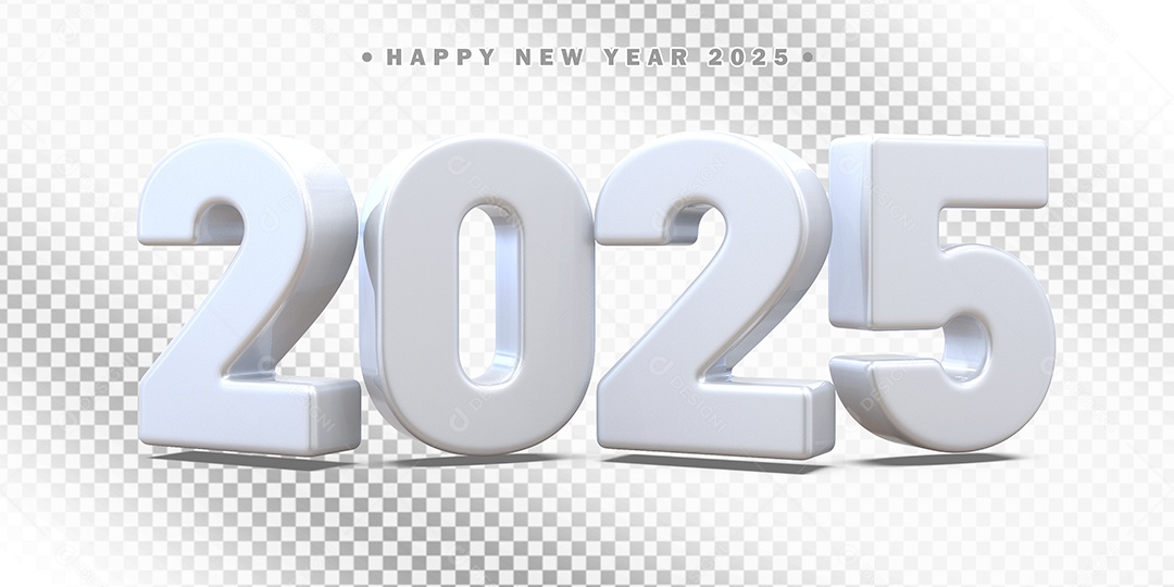 Elemento 3D Número 2025 Branco Composição PSD