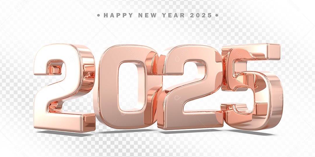 Elemento 3D Número 2025 Rose Para Composição PSD