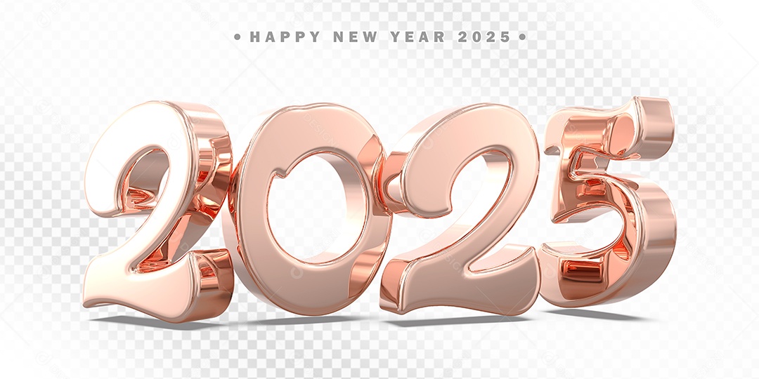 Elemento 3D Número 2025 Rose Para Composição PSD