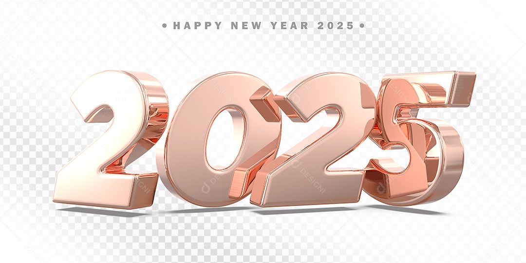Elemento 3D Número 2025 Rose Para Composição PSD