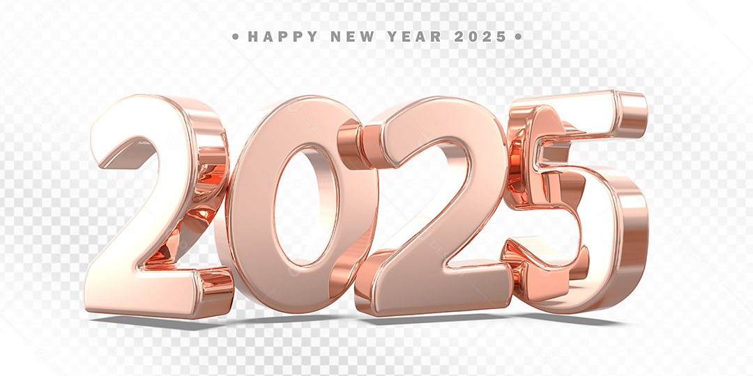 Elemento 3D Número 2025 Rose Para Composição PSD