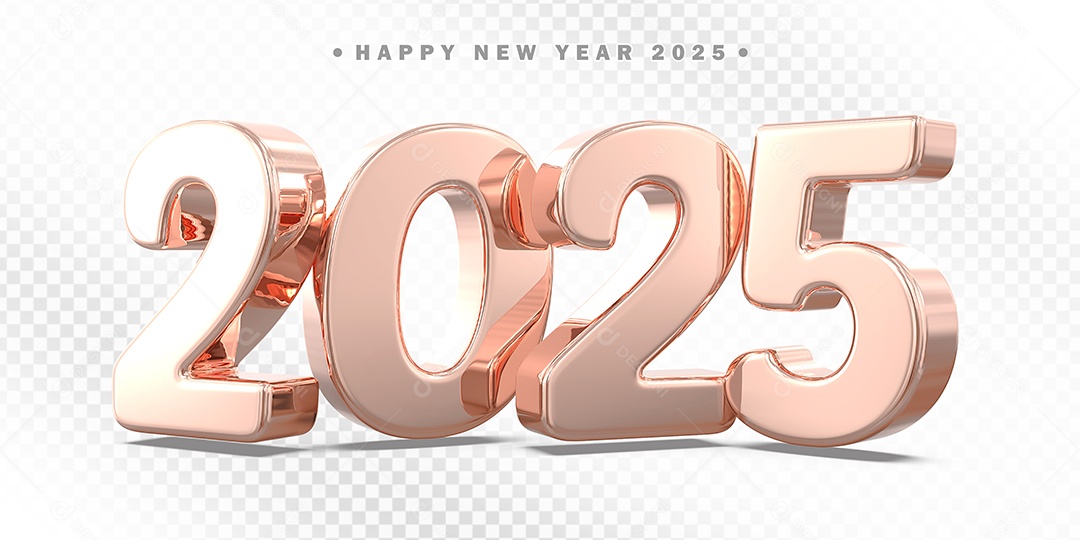Elemento 3D Número 2025 Rose Para Composição PSD