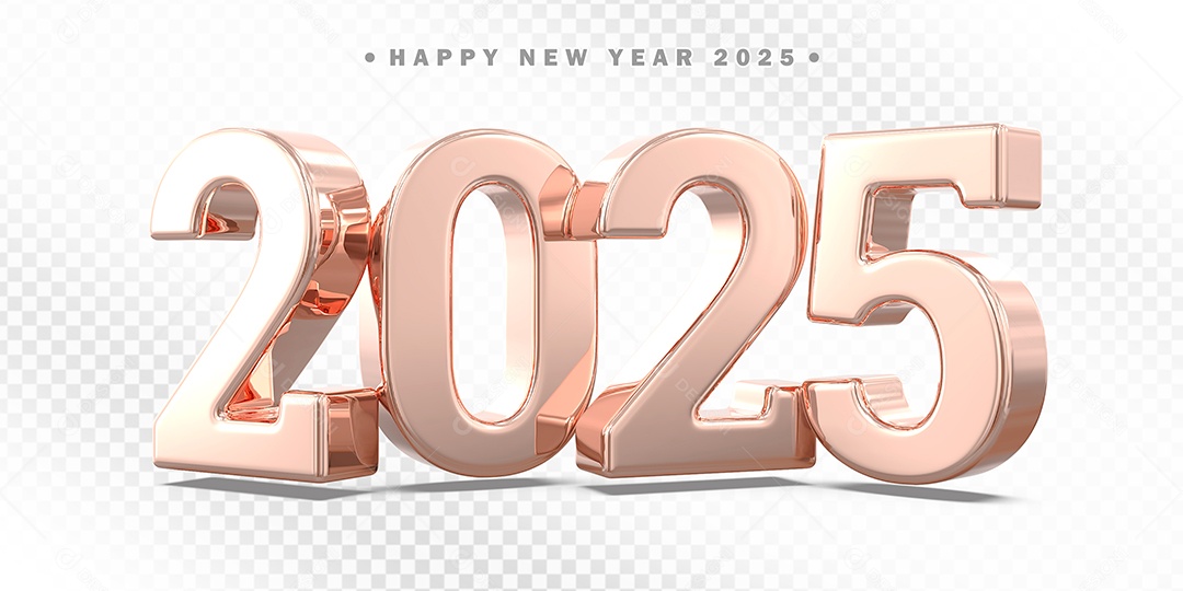 Elemento 3D Número 2025 Rose Para Composição PSD