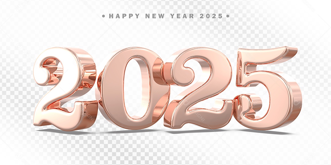 Elemento 3D Número 2025 Rose Para Composição PSD