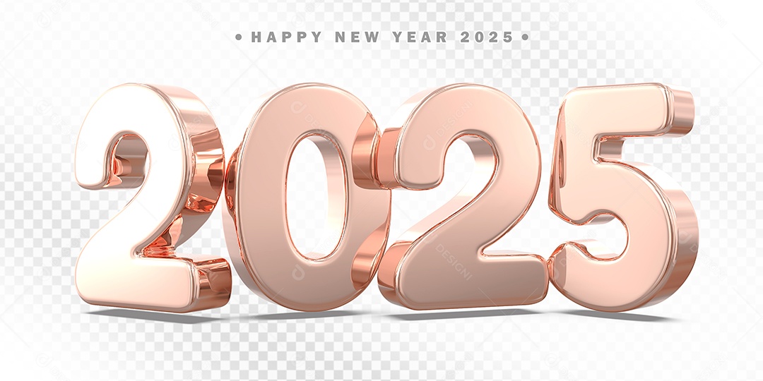 Elemento 3D Número 2025 Rose Para Composição PSD