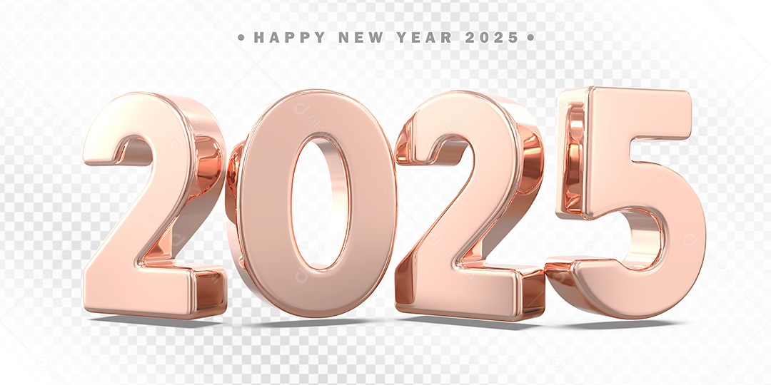 Elemento 3D Número 2025 Rose Para Composição PSD