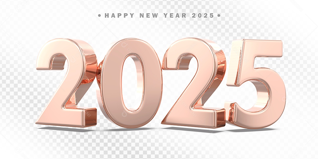 Elemento 3D Número 2025 Rose Para Composição PSD