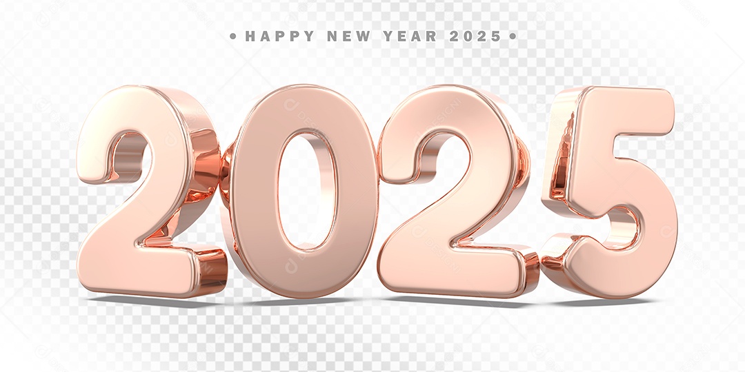 Elemento 3D Número 2025 Rose Para Composição PSD