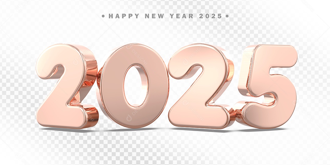 Elemento 3D Número 2025 Rose Para Composição PSD