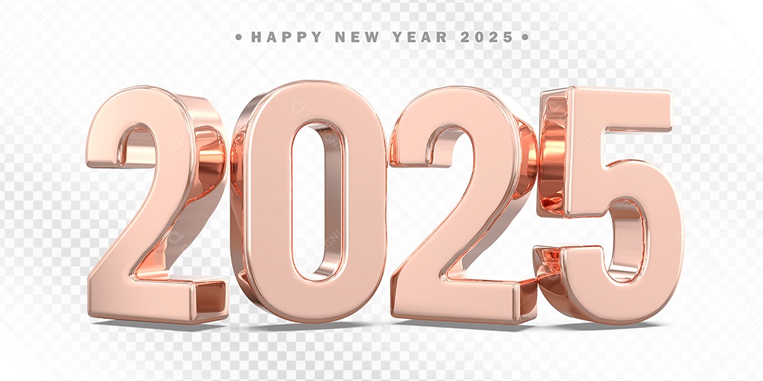 Elemento 3D Número 2025 Rose Para Composição PSD