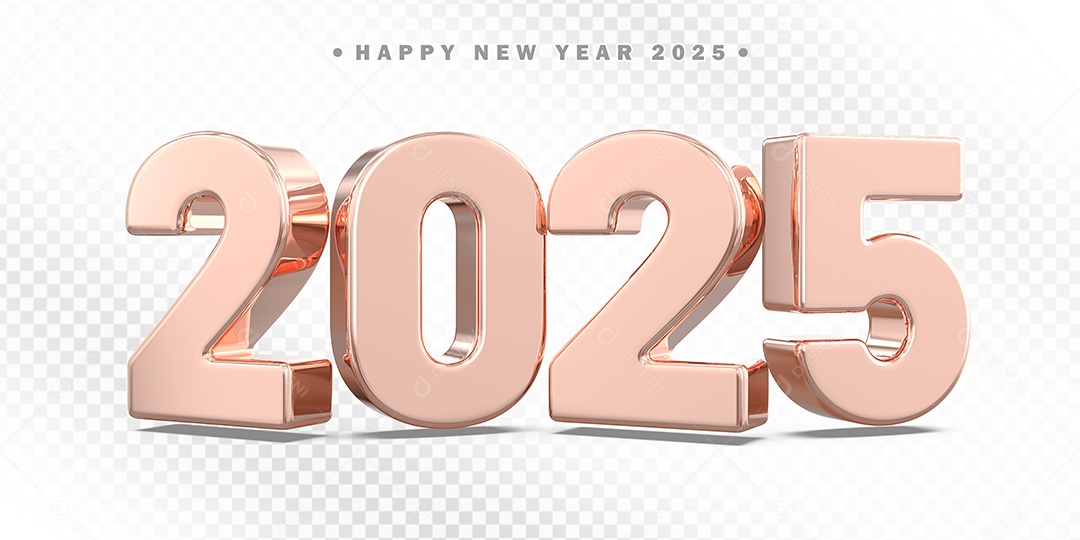 Elemento 3D Número 2025 Rose Para Composição PSD