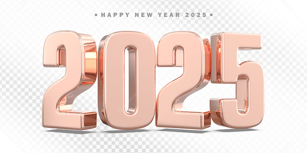 Elemento 3D Número 2025 Rose Para Composição PSD