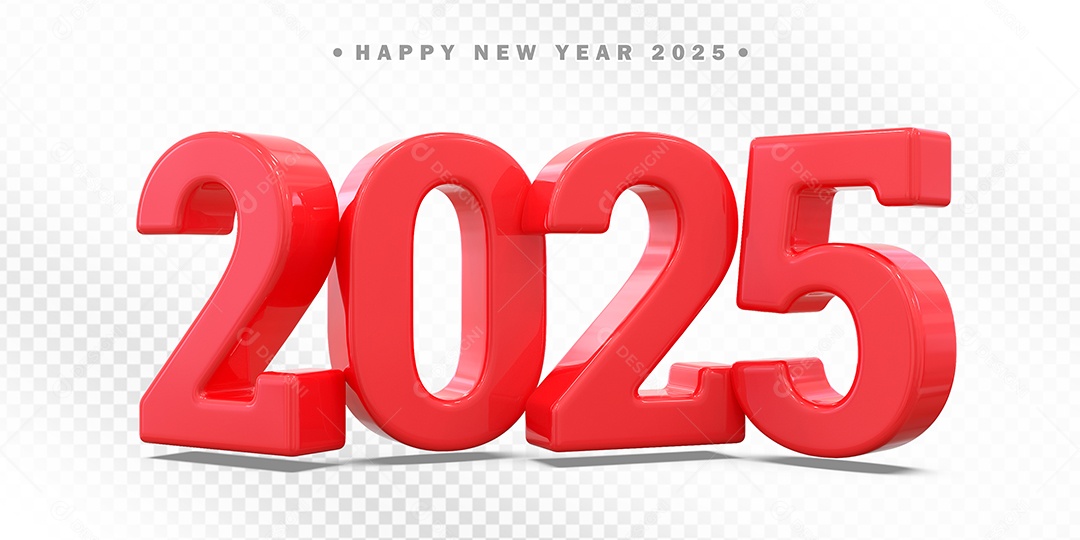 Elemento 3D Número 2025 Vermelho Para Composição PSD