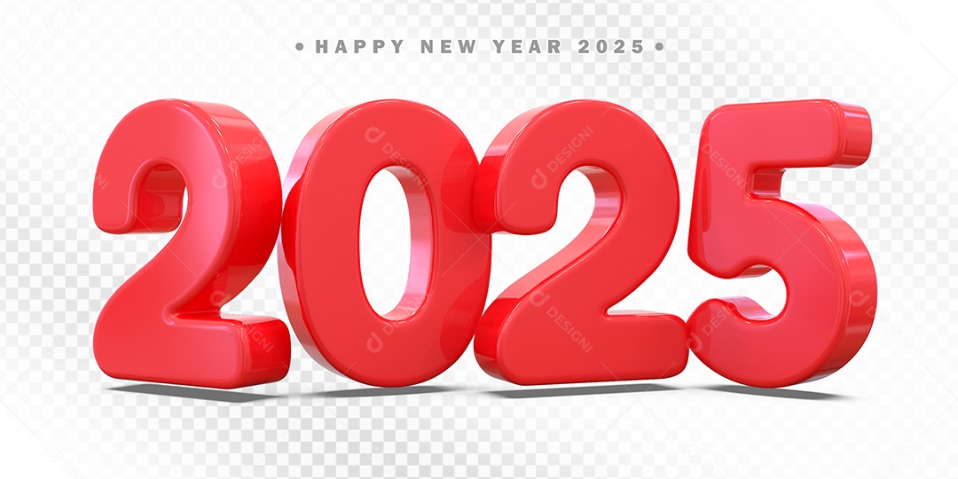 Elemento 3D Número 2025 Vermelho Para Composição PSD
