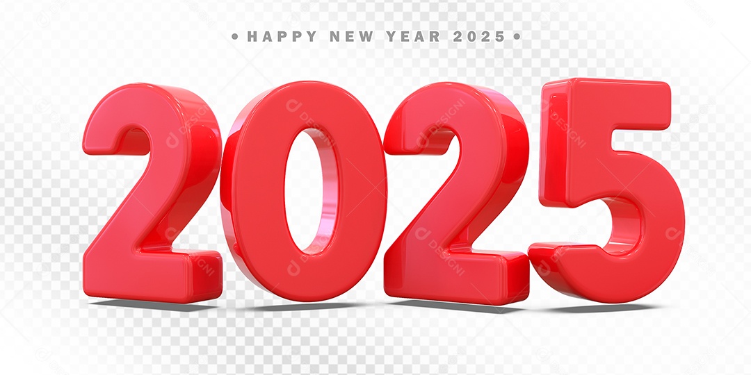 Elemento 3D Número 2025 Vermelho Para Composição PSD