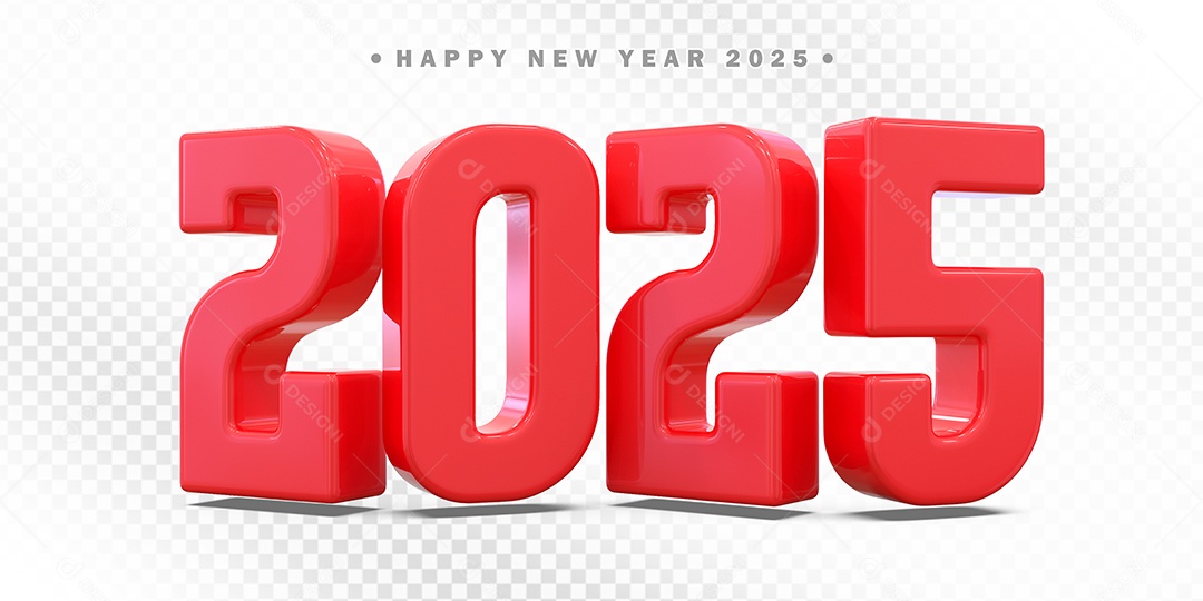 Elemento 3D Número 2025 Vermelho Para Composição PSD