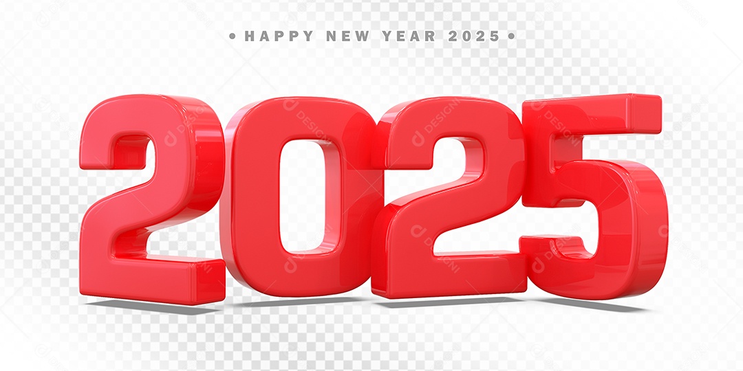 Elemento 3D Número 2025 Vermelho Para Composição PSD