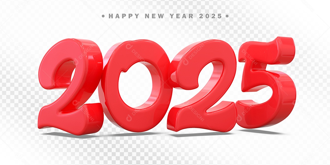 Elemento 3D Número 2025 Vermelho Para Composição PSD