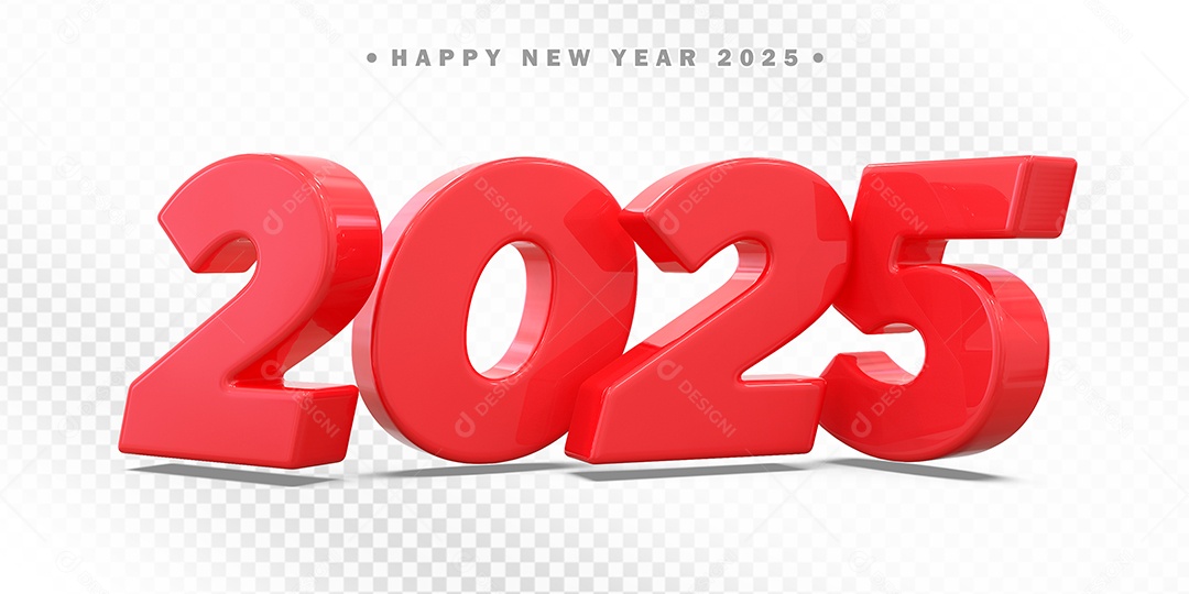 Elemento 3D Número 2025 Vermelho Para Composição PSD