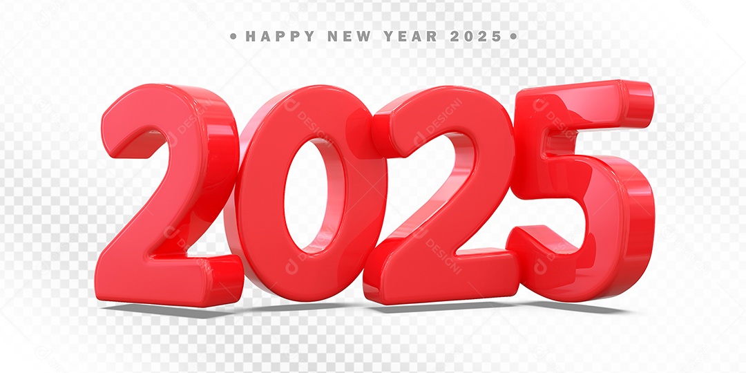 Elemento 3D Número 2025 Vermelho Para Composição PSD