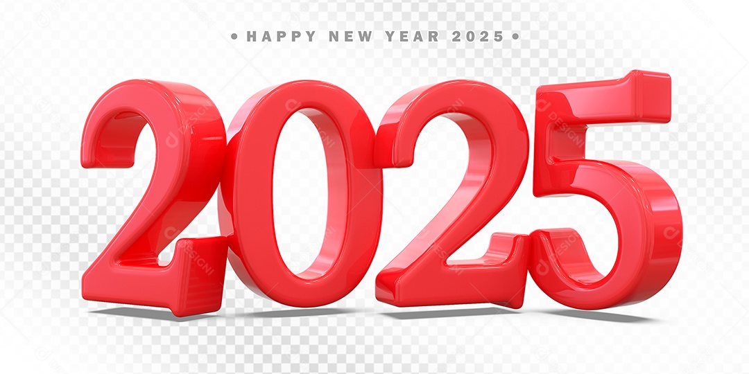 Elemento 3D Número 2025 Vermelho Para Composição PSD