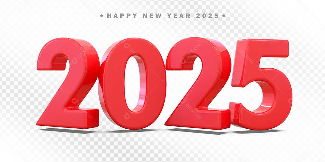 Elemento 3D Número 2025 Vermelho Para Composição PSD