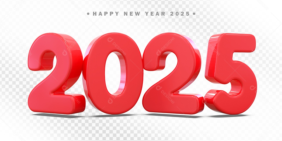 Elemento 3D Número 2025 Vermelho Para Composição PSD