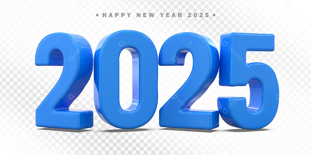 Elemento 3D Número 2025 Azul Para Composição PSD