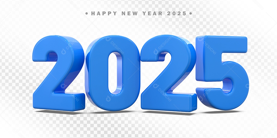 Elemento 3D Número 2025 Azul Para Composição PSD