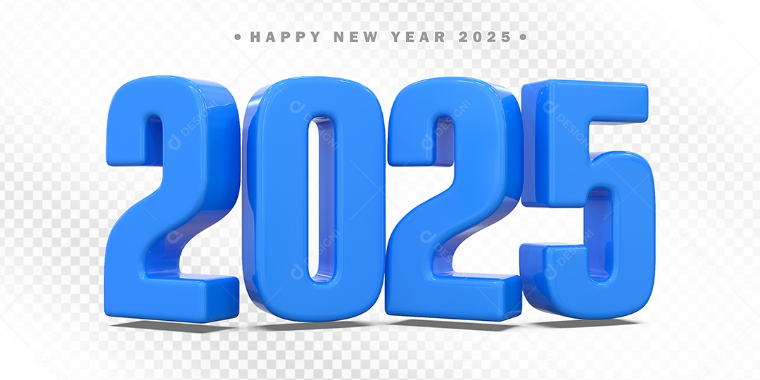 Elemento 3D Número 2025 Azul Para Composição PSD