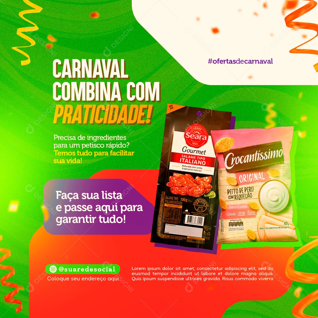 Carnaval Combina com Praticidade Social Media PSD Editável