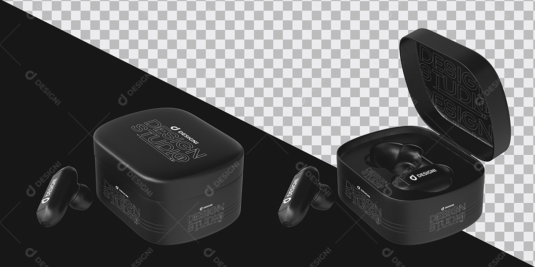 Mockup Fone De Ouvido Bluetooth Na Caixa PSD Editável