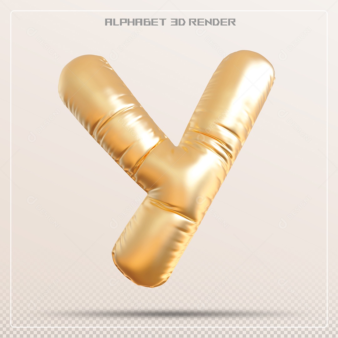 Balão Dourado Letra Y Maiúscula Elemento 3D Para Composição PSD