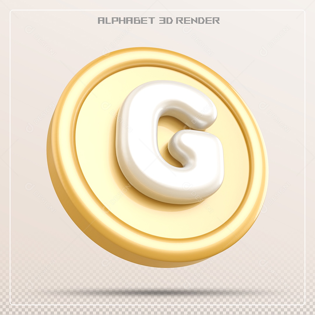 Moeda Com Letra G Maiúscula Elemento 3D Para Composição PSD
