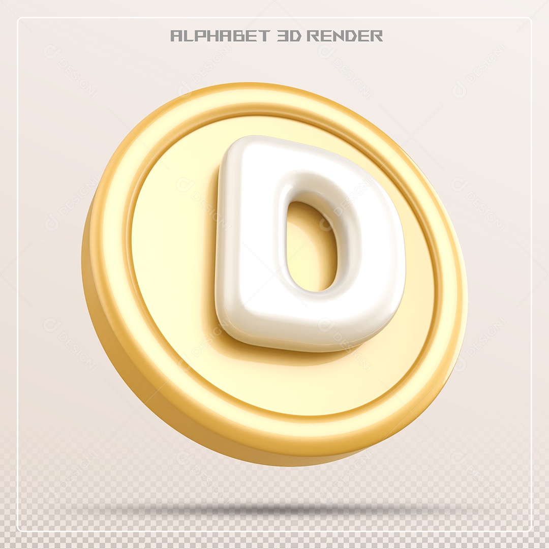 Moeda Com Letra D Maiúscula Elemento 3D Para Composição PSD
